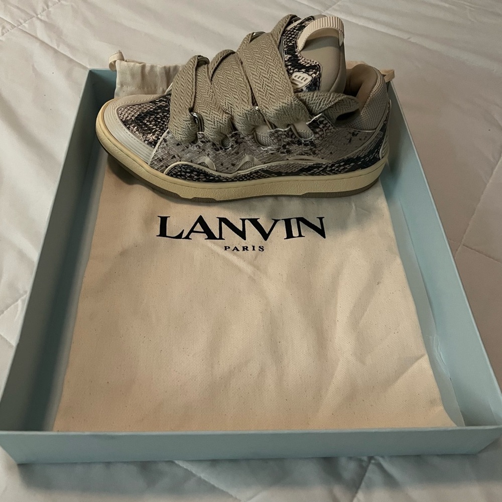 Lanvin Men’s Curb Snake Embossed Sneakers